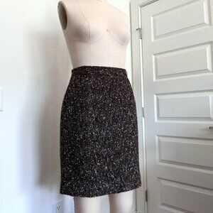 Vintage Les Copains Wool Tweed Skirt | Brown Speckle | Size 6